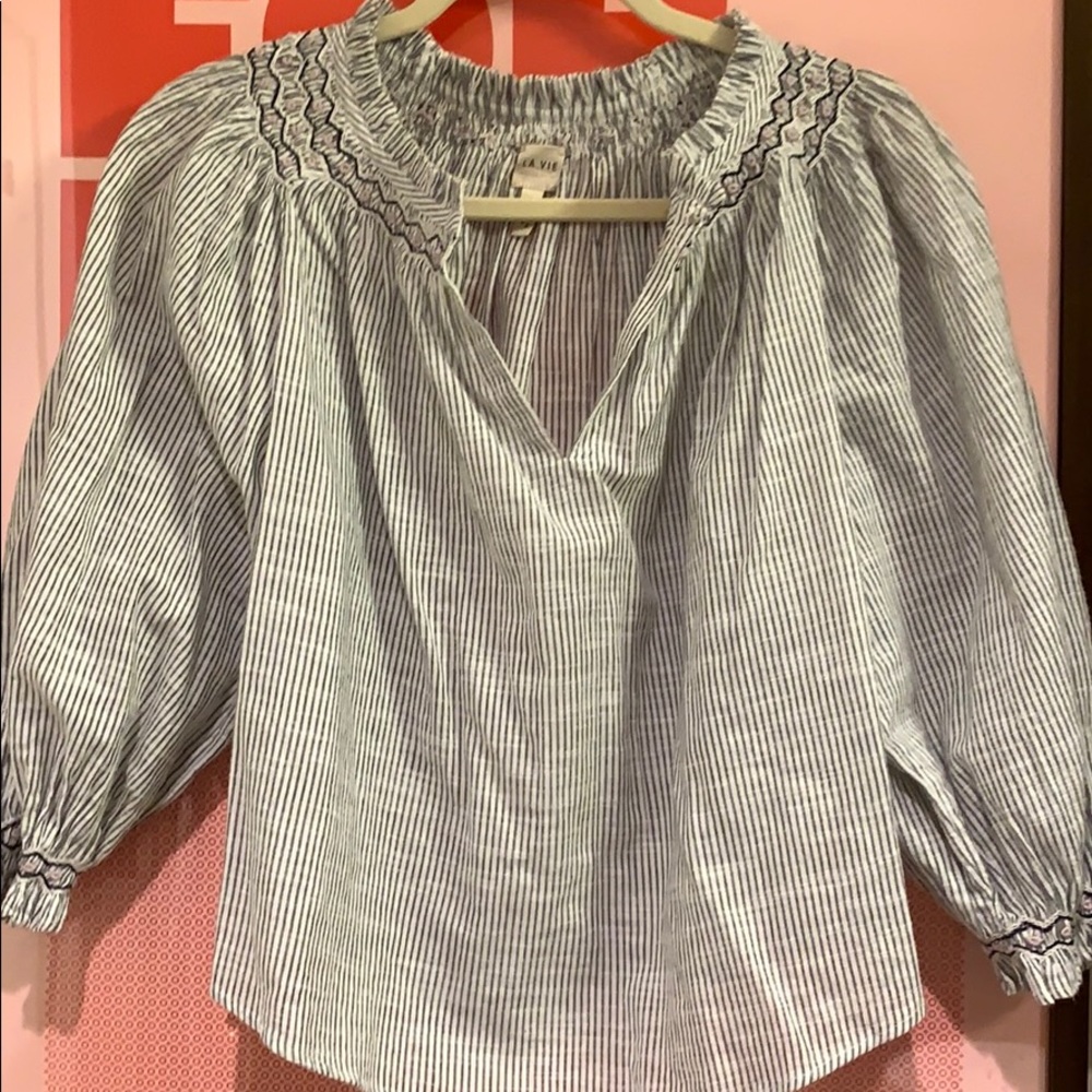Rebecca Taylor La Vie striped cotton blouse
